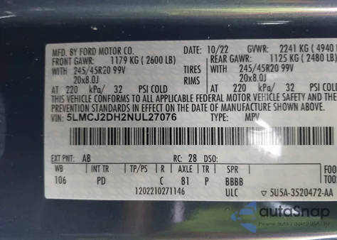 2022 Lincoln Corsair Reserve from USA, damaged, VIN 5LMCJ2DH2NUL27076